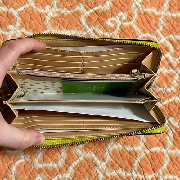 Kate Spade Chartreuse Zip Around Wallet - Picture 3 of 4